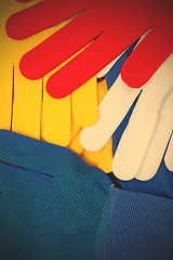 Image showing colorful set of working gloves