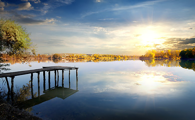 Image showing Pier on autumn river