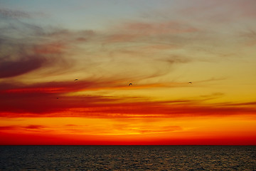 Image showing Sunset over the ocean