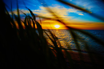 Image showing Sunset over the ocean