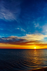 Image showing Sunset over the ocean