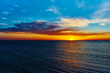 Image showing Sunset over the ocean