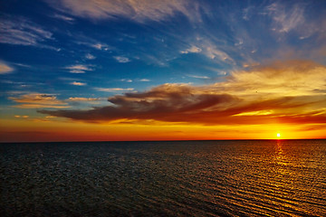 Image showing Sunset over the ocean