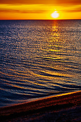 Image showing Sunset over the ocean