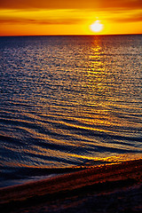 Image showing Sunset over the ocean