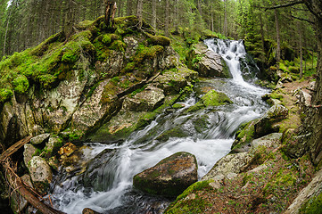 Image showing waterfall in deep forest at mountains