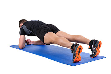 Image showing Young man doing Elbow Plank Workout