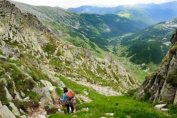 Image showing Summer hiking in the mountains.