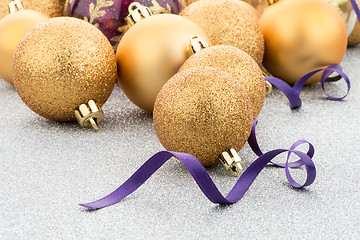 Image showing Golden christmas balls