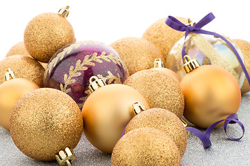 Image showing Golden christmas balls