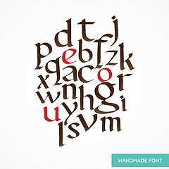 Image showing Vector hand drawn medieval alphabet. Old manuscript style letters. Based on foundational font.