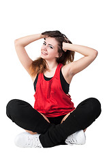 Image showing Young happy woman ready for fitness