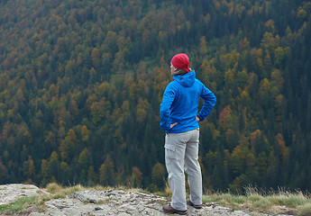 Image showing advanture man with backpack hiking