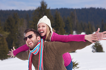 Image showing romantic young couple on winter vacation