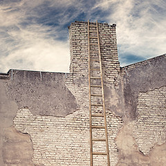 Image showing abandoned grunge cracked brick stucco wall