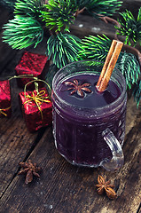 Image showing Mulled wine and Christmas tree.