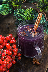 Image showing Mulled wine and Christmas tree.