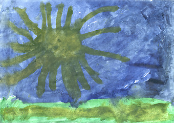 Image showing Children\'s drawing - octopus in the ocean