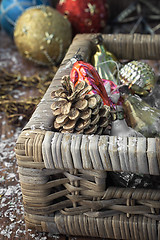 Image showing Christmas decorations basket