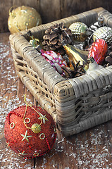 Image showing Christmas decorations basket