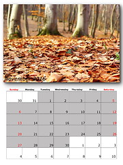 Image showing november nature calendar page layout