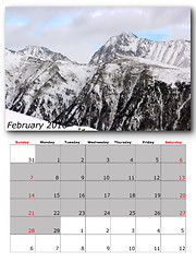 Image showing february nature calendar page layout