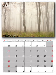 Image showing october nature calendar page layout