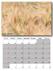 Image showing july nature calendar page layout