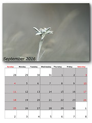 Image showing september nature calendar page layout