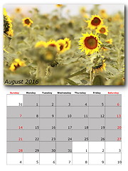 Image showing august nature calendar page layout