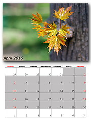 Image showing april nature calendar page layout
