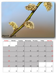 Image showing march nature calendar page layout