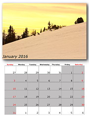 Image showing january nature calendar page layout