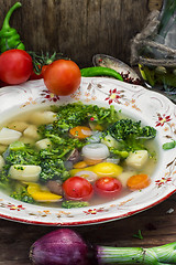 Image showing Lunch vegetarian soup