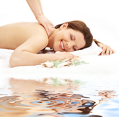 Image showing happy massage on white sand #2