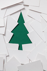 Image showing Creative design of christmas background with paper for tree