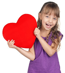 Image showing Little girl with red heart