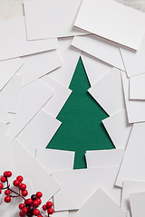 Image showing Creative design of christmas background with paper fir tree