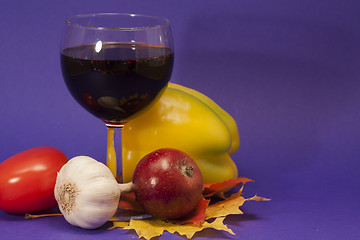 Image showing wine and veggies