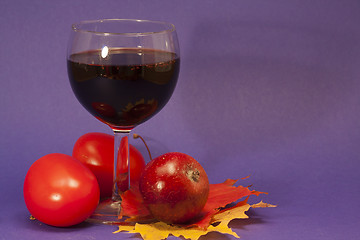 Image showing wine and vegetables