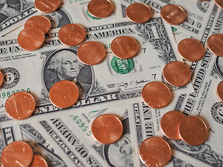 Image showing Dollar coins and notes