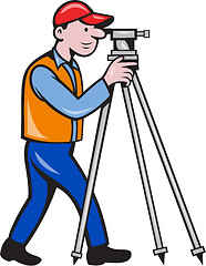 Image showing Surveyor Geodetic Engineer Theodolite Isolated Cartoon