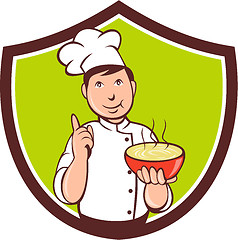 Image showing Chef Cook Bowl Pointing Crest Cartoon