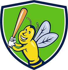 Image showing Killer Bee Baseball Player Batting Crest Cartoon