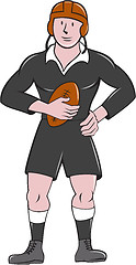 Image showing Vintage Rugby Player Holding Ball Standing Cartoon