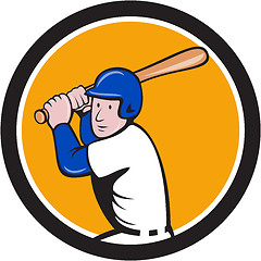 Image showing American Baseball Player Batting Circle Cartoon