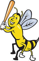 Image showing Killer Bee Baseball Player Batting Isolated Cartoon