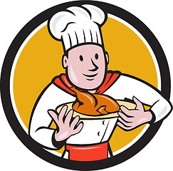 Image showing Chef Cook Roast Chicken Dish Circle Cartoon