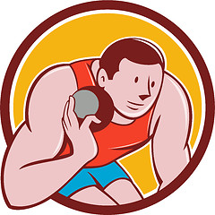 Image showing Shot Put Track and Field Athlete Circle Cartoon