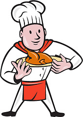 Image showing Chef Cook Roast Chicken Dish Cartoon